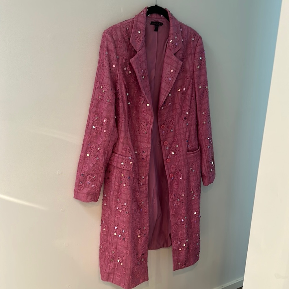Vintage Couture Sara Isabella lace sequin fuchsia coat size 12